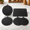 5PCS Black Heat Insulated Pad Round Cook Top Non Slip Pad  For Home Kitchen