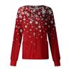 Women's Casual Long-sleeved Single-breasted Christmas Printed Protective Clothing Cardigan Top