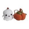 Halloween Crochet Pumpkin And Ghost Car Pendant Handmade Mini Knitted Ghost Pumpkin Hanging Ornament for Car Rear View Mirror Interior Accessories