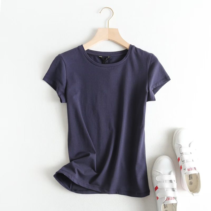 Spring New Arrival Cotton Tee Basic Shirt Base White Shirt Silm round Neck Short Sleeve T-shirt 6850900