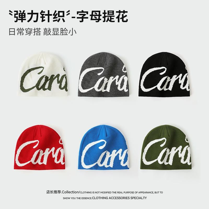 Letter Jacquard Fashion Versatile Knitted Hat Women's Street Cold Hat Autumn and Winter Men's Warm Baotou Cold Hat