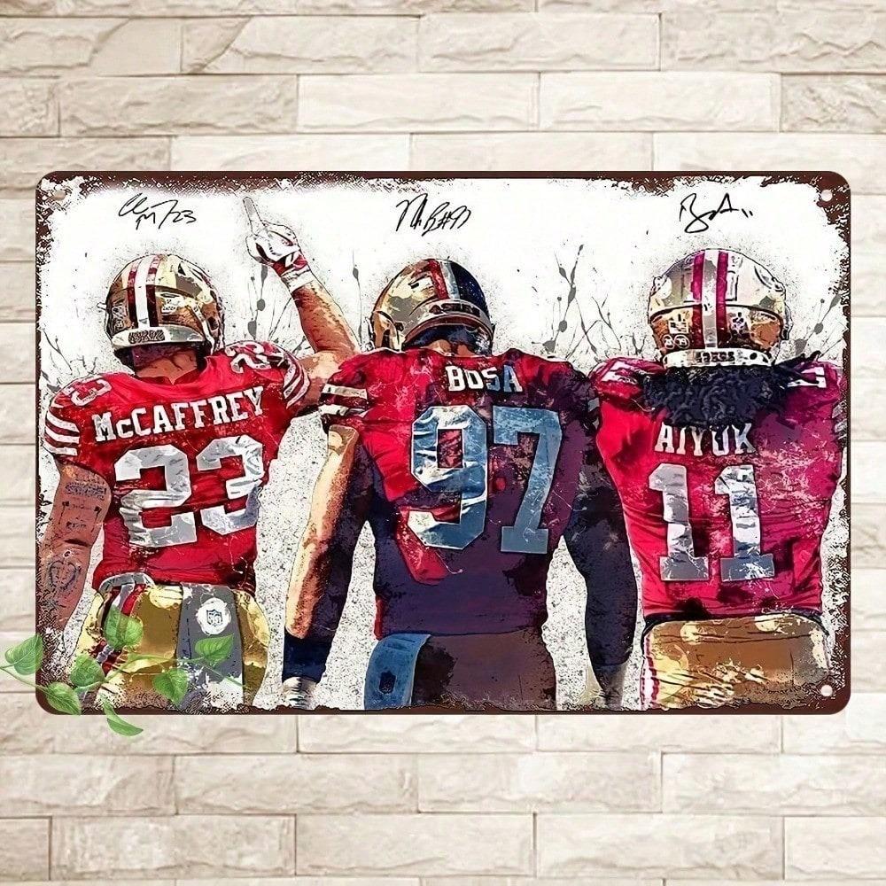 

Vintage Football Player Wall Art Metal Rustic Sports Decor Plaque for Outdoor Indoor Man Cave Waterproof Dustproof 20x30cm
