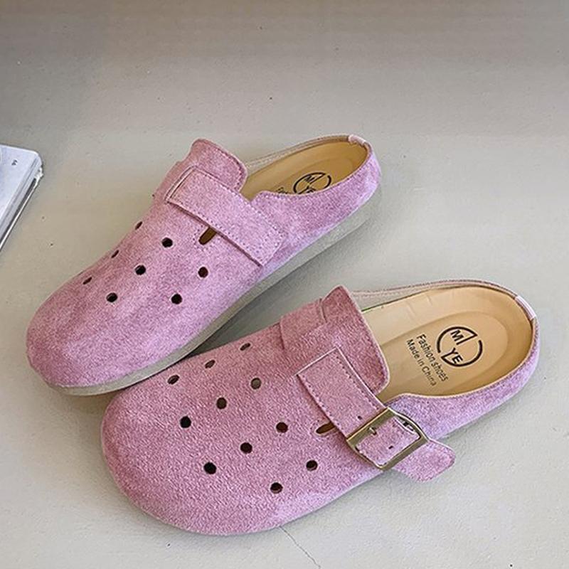 Fashion Comwarm New Women Hole Clogs Leisure House Hole Garden Shoes Outdoor Casual Women Beach Slides Sandals With Adjustable Buckle