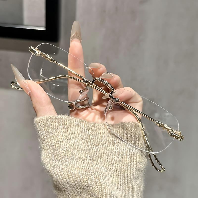 1 piece of women's frameless elegant and fashionable transparent glasses suitable for daily life