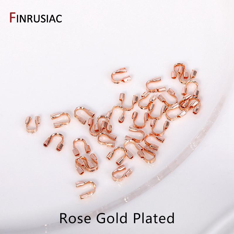 

100-200PCS/lot 14k/18k Gold Plated Wire Guardian Cord Protector, Brass U Shape Wire Protectors Connector For DIY Jewelry Making 100 pcs