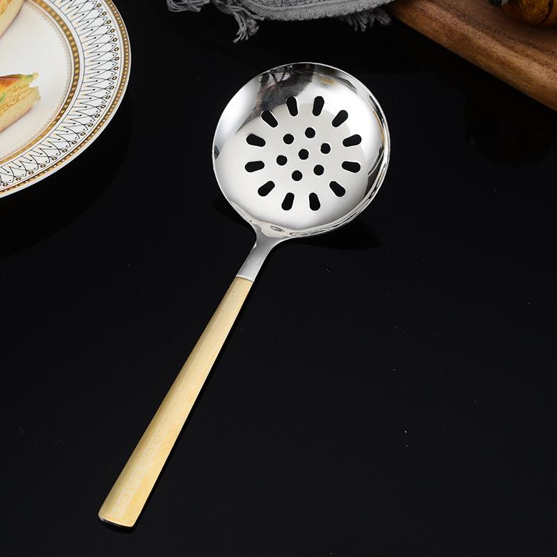 Stainless Steel Spatula Hot Pot Spoon and Kitchenware Set Cooking Spoon Spatula Frying Spoon Titanium-gold Plated Kitchenware