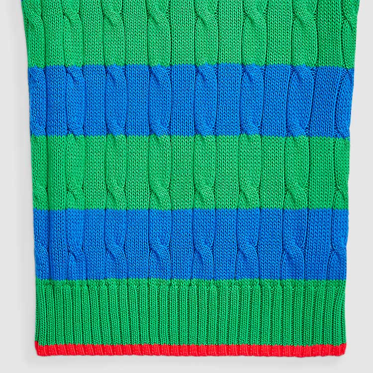 Polo Ralph Lauren SS24 Striped Slim Fit Cable Knit Short Sleeve Sweater Women sweater Academy-Green WMPOSWENC020893-999