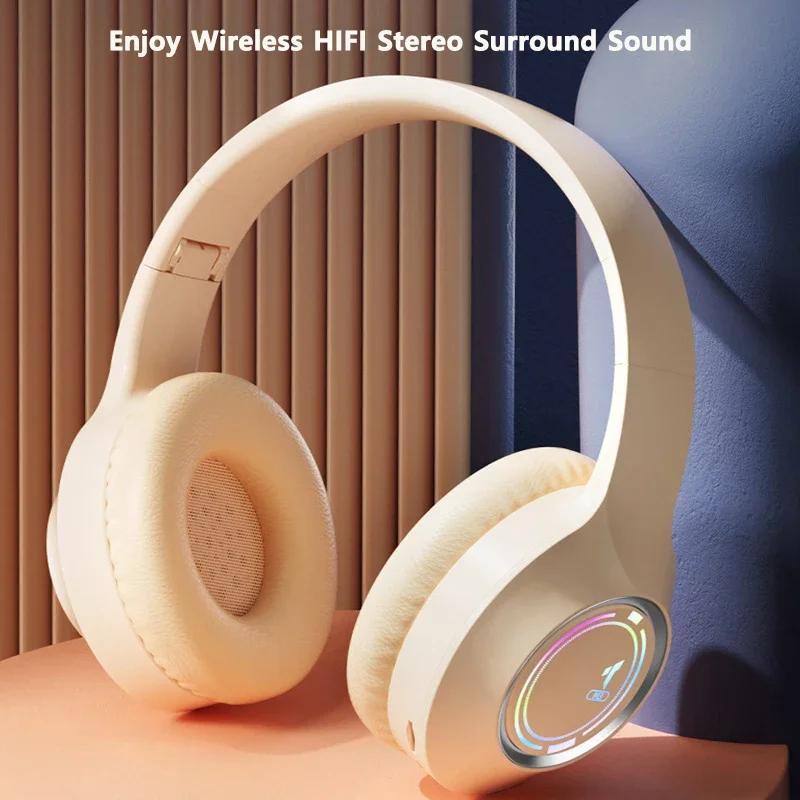 M3 Lightemitting Bluetooth Headset Folding LED Card Wireless Headset TYPEC Charging Multiscene Use Game Office