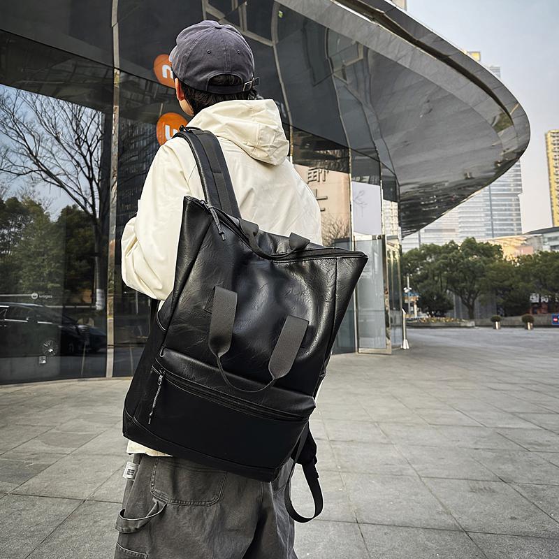 PU Backpack Men's Laptop Backpack Student Travel Commuter Bag