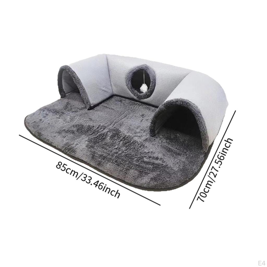 Function Cat Tunnel Bed Hideaway with Hanging Toys Play Area for Indoor Cats And Bunnies