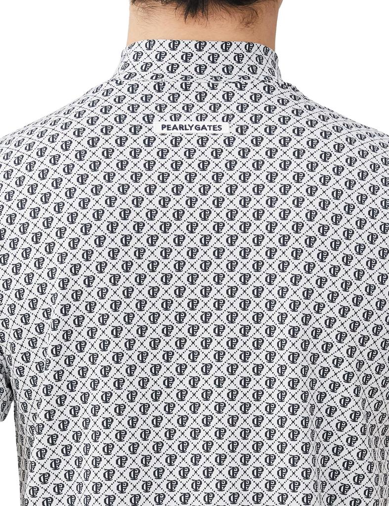 PEARLY GATES Camiseta de Manga Curta Gola Alta Monograma Golf Camiseta Íntima x Marinho Tamanho 6 Masculino (Absorção de Umidade, Secagem Rápida, Estampa) / / 053-4167305