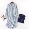 Spring Summer Women's Long Knit Cotton Sleep Tops Women Cardigan Long Sleeve Nightgowns Solid Lapel Sleepwear Nighty for Ladies Home Clothes