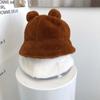 Girls Thick Bear Ears Korean Women Autumn Winter Fisherman Hat Bucket Hats Basin Hat Plush