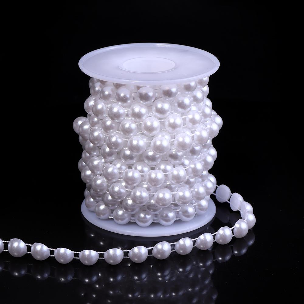 5yards/roll ABS Imitation Pearl Half Round Pearls Chain 4-10mm Cotton Thread Beads Chain For Wedding Party Christmas Decoration