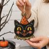 Trick or Treat Wooden Black Cat Ornament Distressed Painted Halloween Tree Hanging  Indoor Use