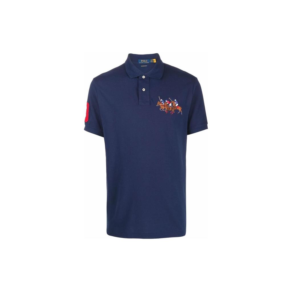 Polo Ralph Lauren SS23 Solid Color Logo Embroidered Casual Short Sleeve Polo Shirt Men tops Navy-Blue 710814437-003