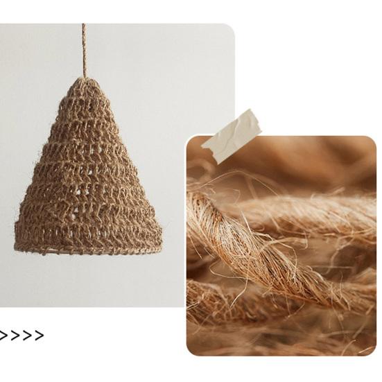 Hemp Rope Lampshade Tapered Woven Pendant Light Shades Rustic Boho Hand-woven Lamp Cover