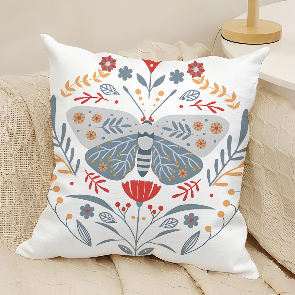 Fashing Plant and Insect Home Prints Pillow Case Natural Linen Double-Sided Printing Sofa Home Decor Cushion Cover