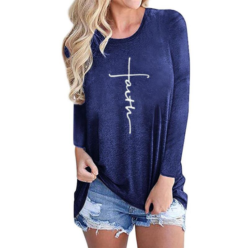 

Тонкие женские пуловеры с длинными рукавами и круглым вырезом, повседневные женские свободные толстовки с принтом букв L синий