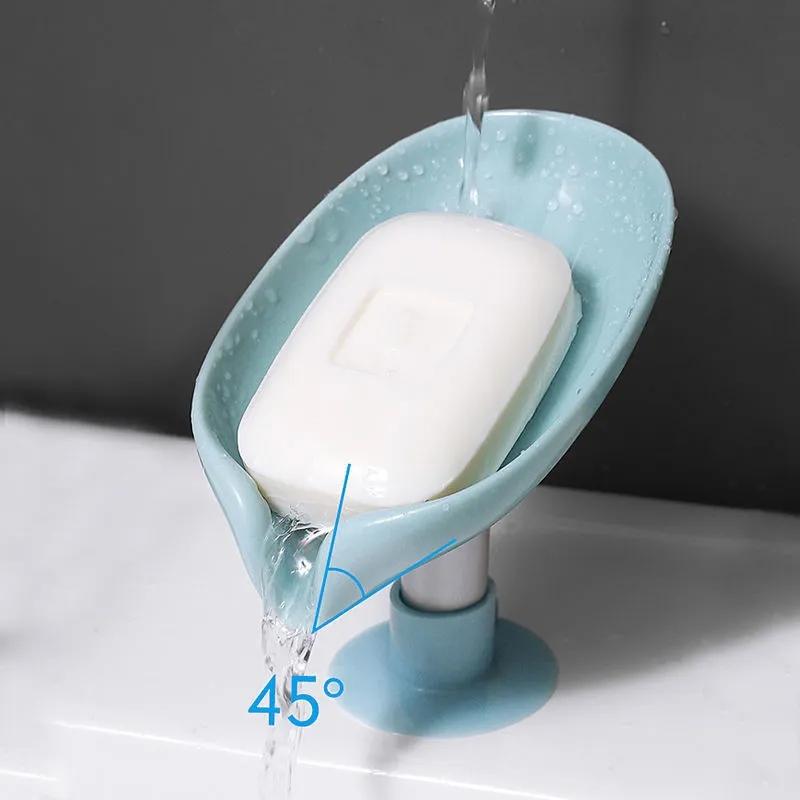 2 Pcs Leaf Shaped Soap Holder Shower Soap Shelf Free Punching Soap Box Home Does Not Accumulate Water Bathroom Supplies