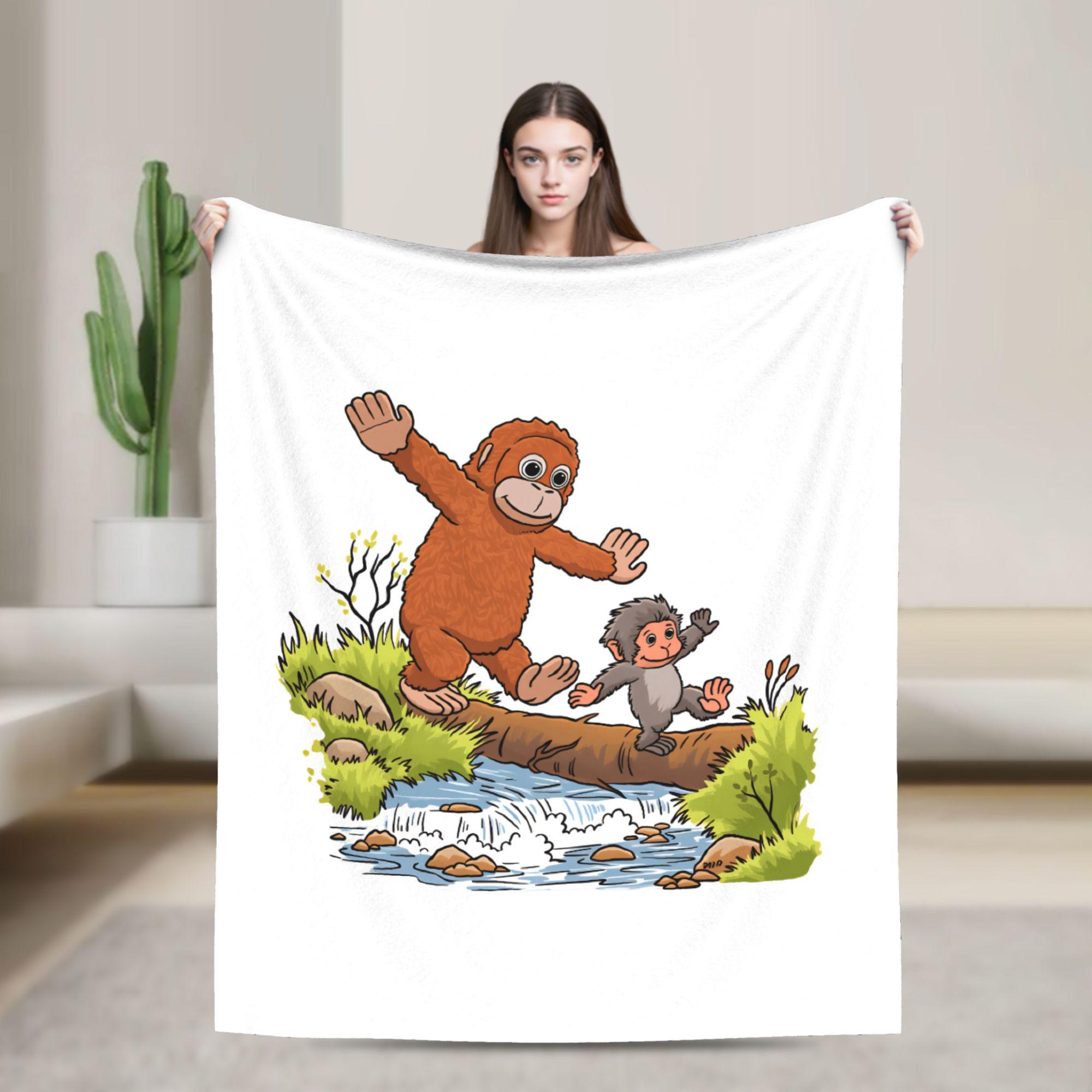 

Warm BlanketChildren Airplane Travel Monkey Punch Throw Blanket never alone Flannel Couch Chair Aesthetic Sofa Bed Cover 75x90cm