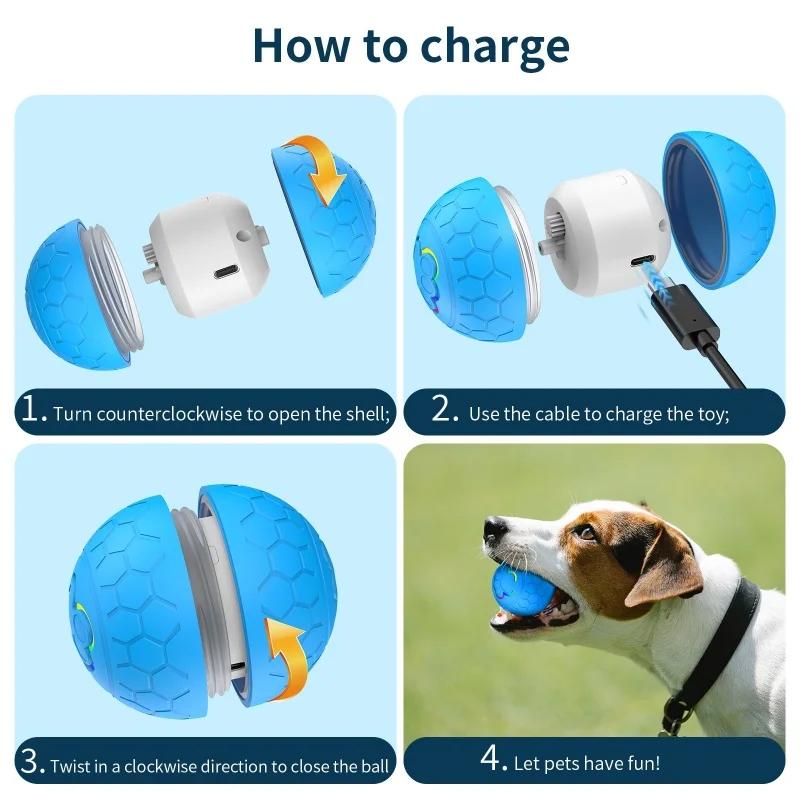Electric Pet Smart Rolling Ball Dog Toy USB Charging Bite-resistant Cat Dog Toy 2 Modes Switching Training Ball Interactive Toys
