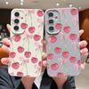 Crystal Cherry Fruits Bowknots Case For Samsung Galaxy A57 A37 A17 A56 A36 A26 A16 A55 A35 A25 A15 A54 5G S21 FE S22 S23 S24 Plus S25 Edge S26 Ultra