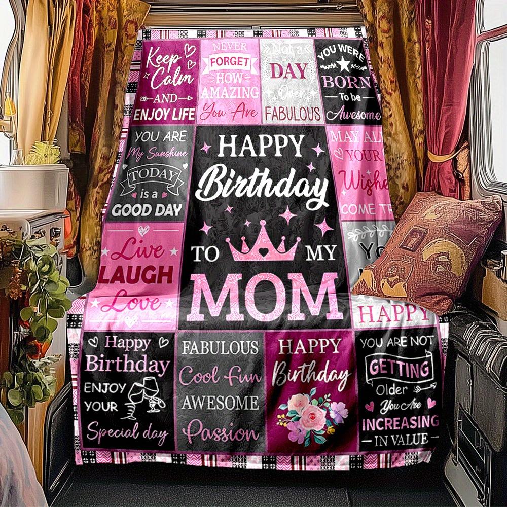 Mom Birthday Blanket Personalized Name Soft Comfortable Stylish Blanket Car Blanket Perfect For Travel Camping Outdoor Home Suitable For All Seasons