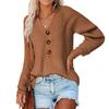 Button Sweater Elegant Woman Pullover Fall and Winter Loose Temperament V-neck Knit Sweater Comfortable and Versatile