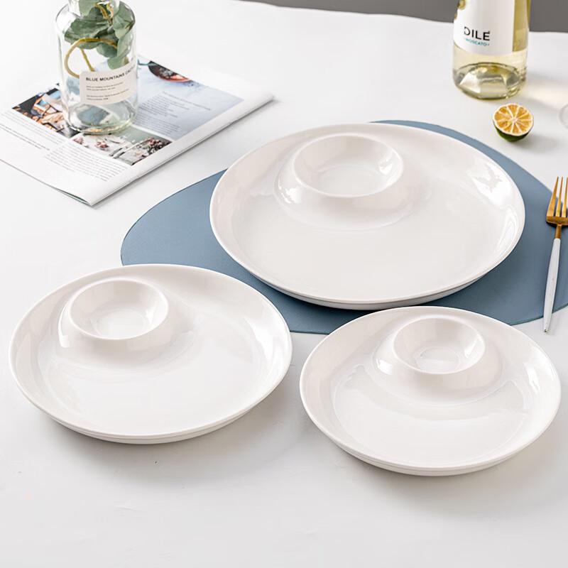 777 Pure White Ceramic Divided Serving Plate