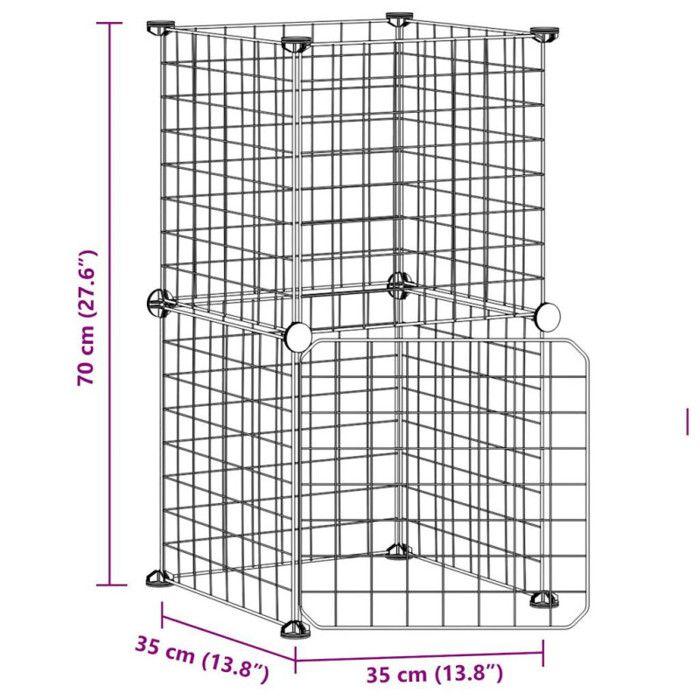 3114032 vidaXL Pet Cage with 8 Panels and Door Black 35x35 Cm
