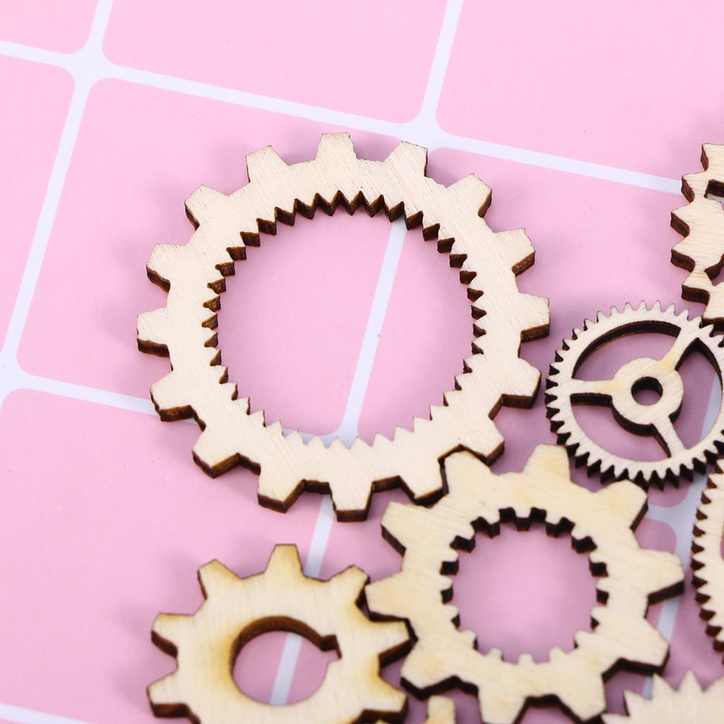 40pcs Wooden Gears Craft Set For Diy Home Decor Kids Handmade Projects Scrapbooking Ornaments Christmas Tags Wooden Crafts