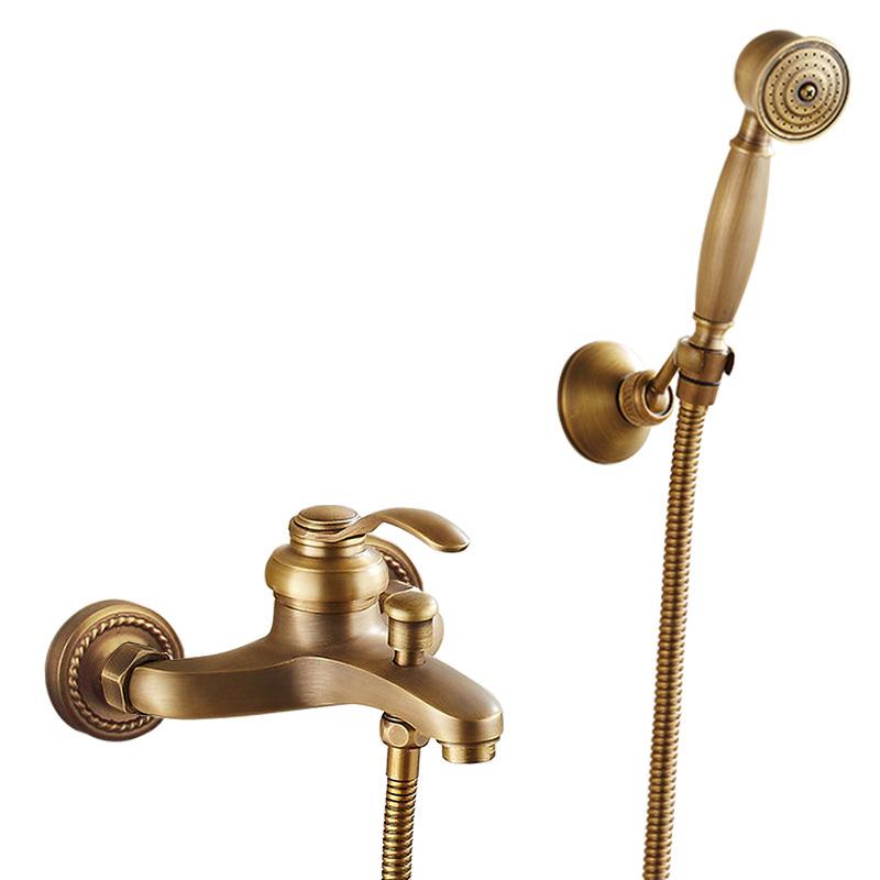 

European Style Bathroom Shower Faucet Copper Brass Shower Set with Hand Shower Bathtub Mixers Taps Crane