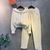 C S In The Room Hooded Zip Up Ribbed StretCh Long Sleeve Set pantS 2ColorS