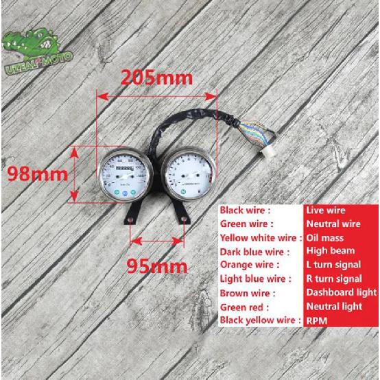 12V Vergaser-Stil Doppelköpfe Universell Motorrad Mechanischer Kilometerzähler Hohe Qualität Tachometer und Motordrehzahlmesser