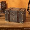 Vintage Wooden Treasure Chest with Lock - Jewelry Box & Film Prop