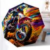 1pc Sturdy 8-Bone Auto Umbrella, Motocross Umbrella, Digital Printed, Foldable Umbrella for On-the-Go Outdoor Use