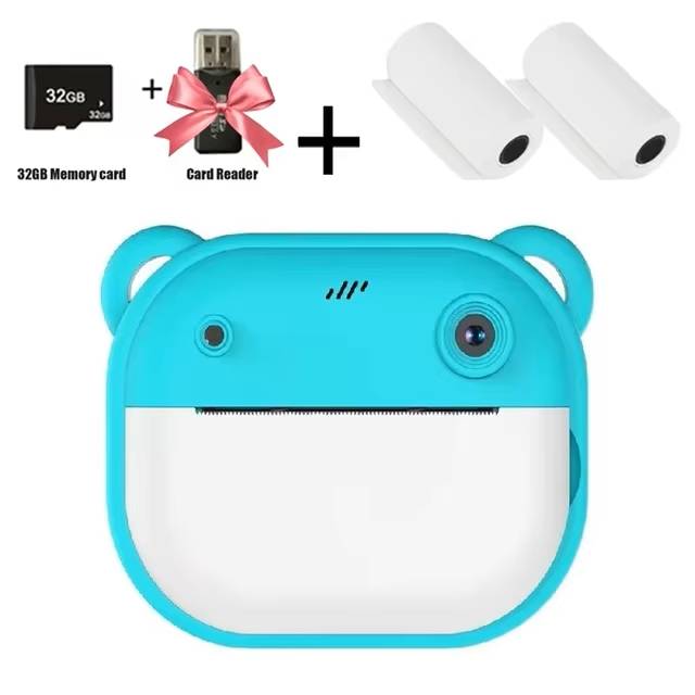 Children Digital Camera Instant Print for Kids Thermal Print Camera Instant Photo Printing Camera Video Toys+32G Memory Card