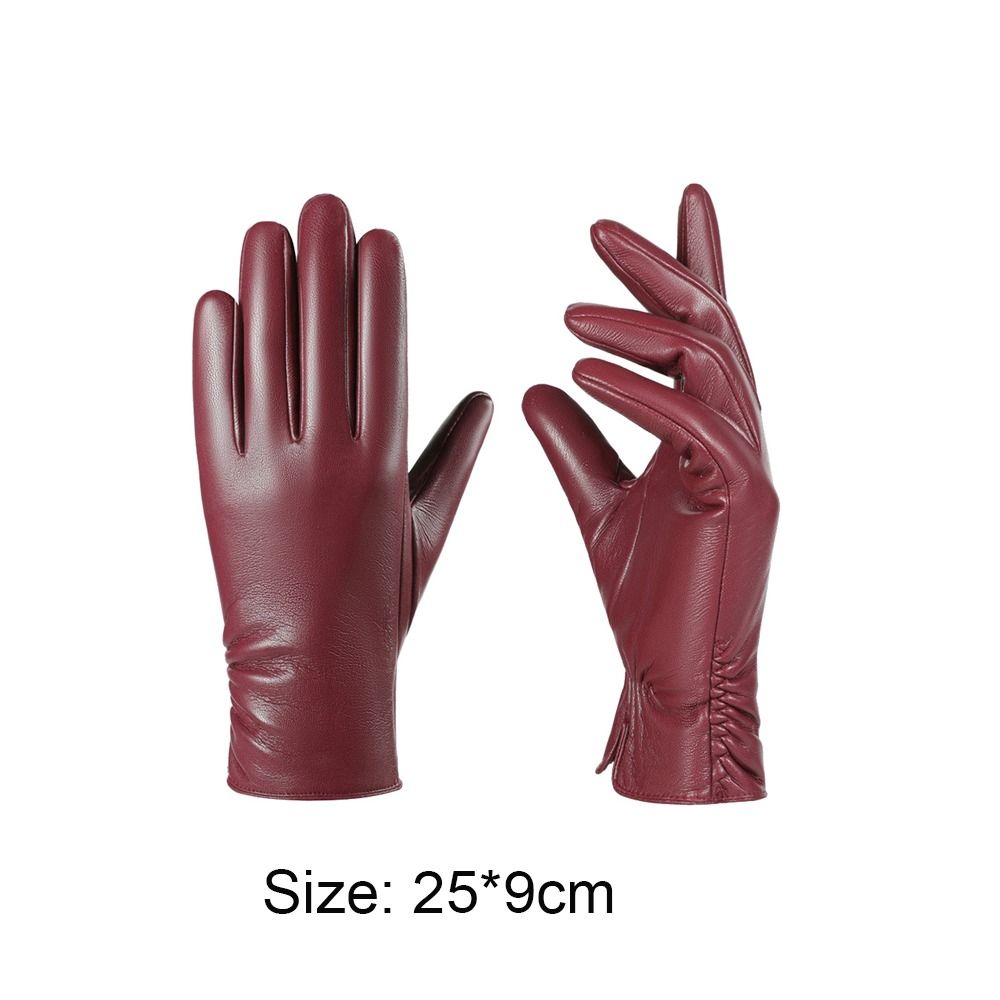 PU Leather Women's Gloves Fleece Lined Winter Warm Gloves Five Finger Gloves Driving Activity