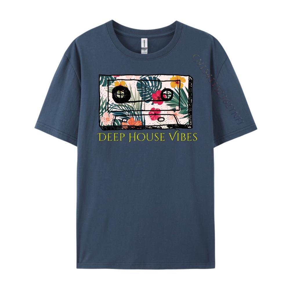 Deep House House Music Cassette Tape T Shirts For Men Original Mens TShirts Graphic Cotton Short Sleeve