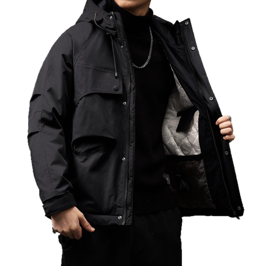 Men's 2025 Autumn/Winter High-End Quilted Thick Cotton Jacket - Trendy Windproof Outdoor Mountaineering Coat