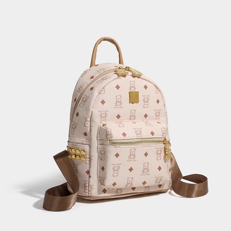 Backpack female backpack new niche leather college student schoolbag high sense large capacity female