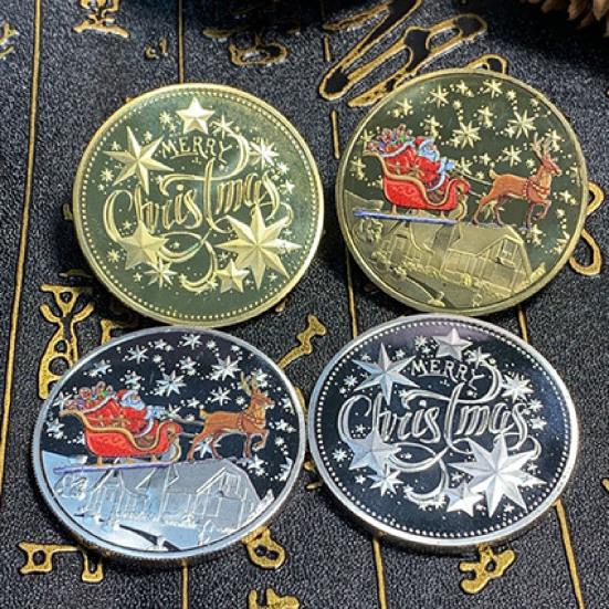 Coleccionable portátil, añadir moneda, ambientes navideños, elemento de patrón de Metal, moneda, regalo para el hogar