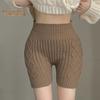 Women Winter Bottoming Shorts Knitted High Waist Elastic Solid Color Keep Warm Anti-exposure Basic Shorts for Daily Wear Home And More