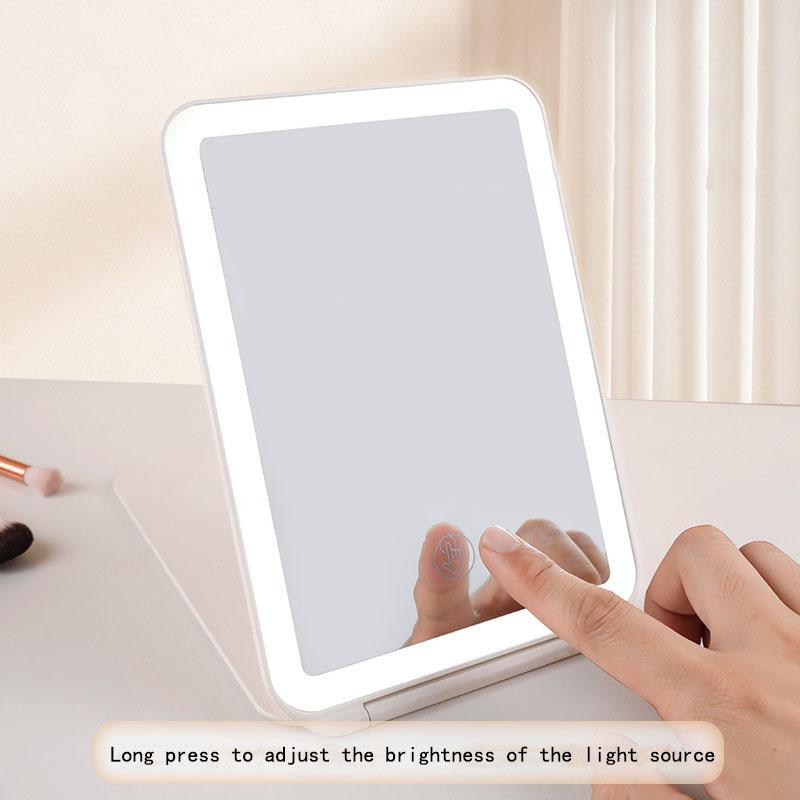 LED Makeup Mirror for Travel, Lighted Vanity Mirrors with Dimmable Light,Compact, Slim, Rechargeable Lighted Mirror