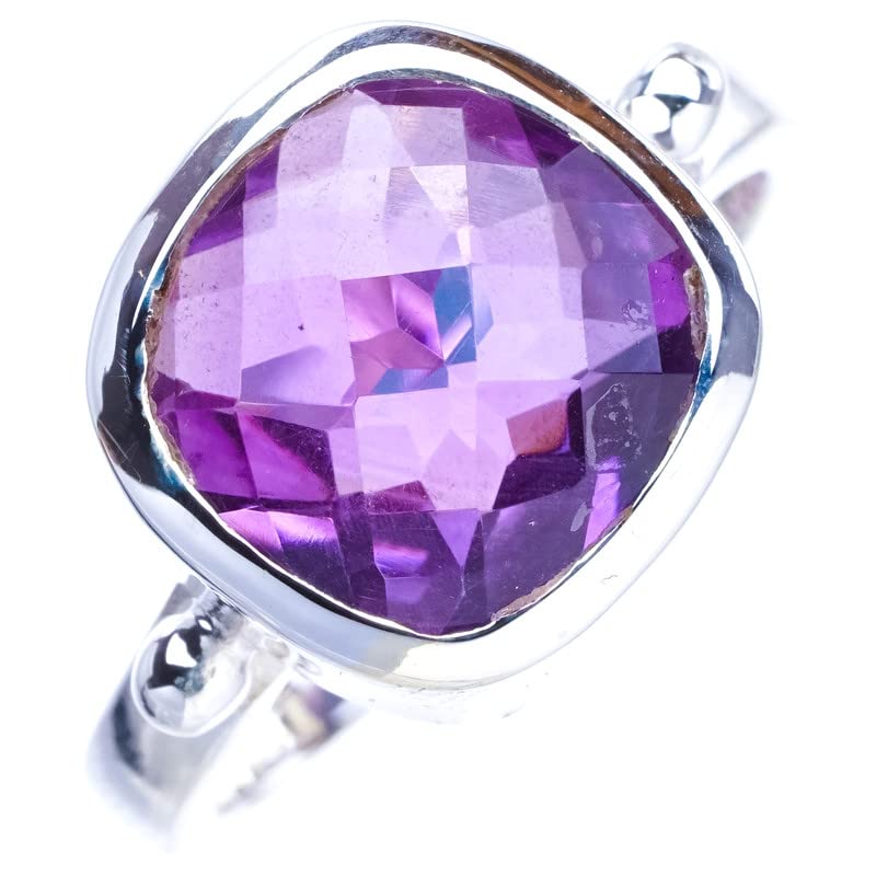 

StarGems Natural Amethyst Handmade 925 Sterling Silver Ring 9 E9221