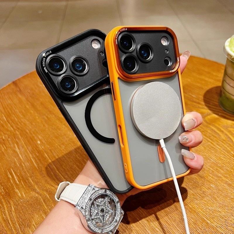 Applicable to iPhone17Promax transparent magnetic mobile phone case Apple 16 metal eagle eye lens all-inclusive protective case