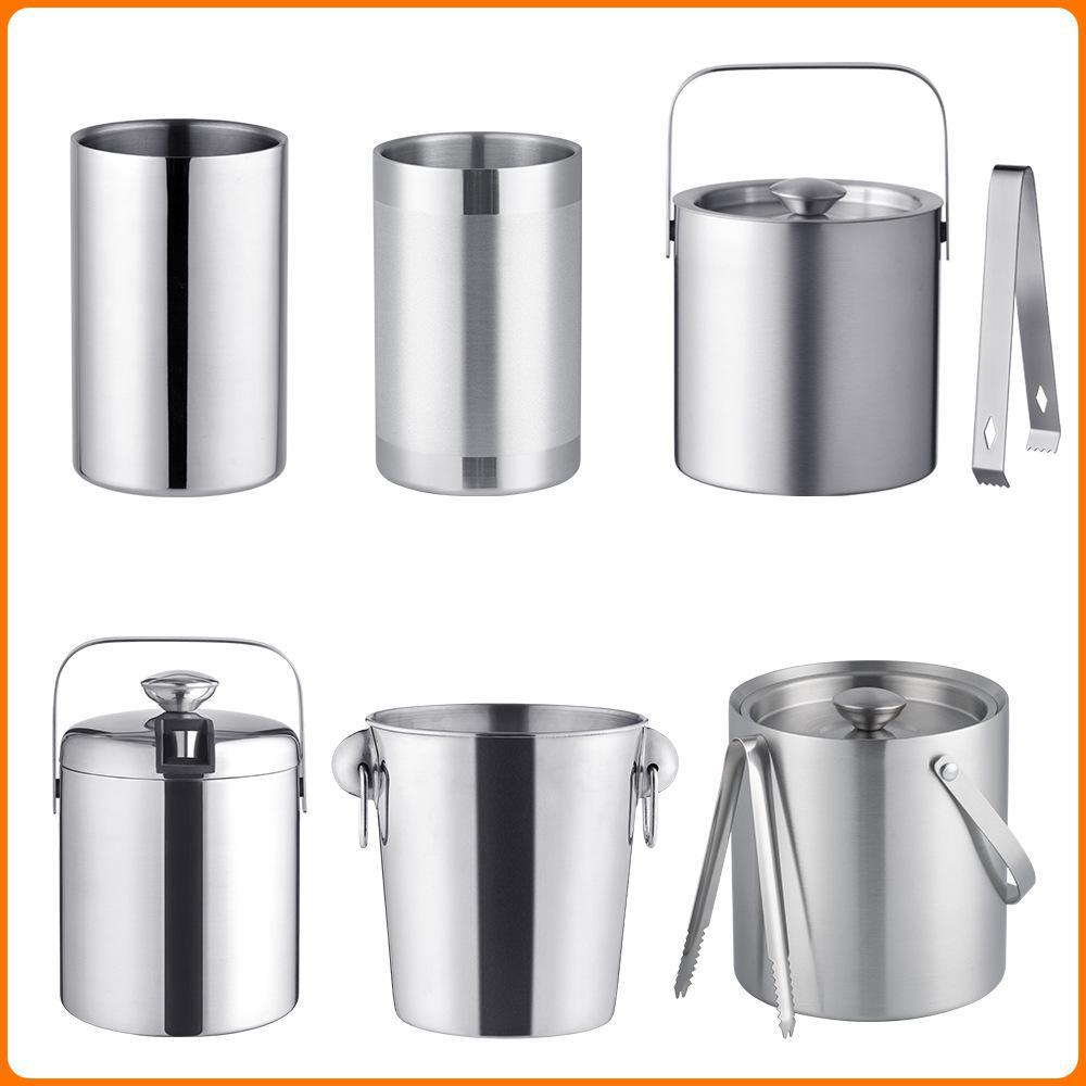 Bar KTV Double-Layer 1600ml Stainless Steel Portable Ice Bucket - Ideal for Outdoor and Commercial Use