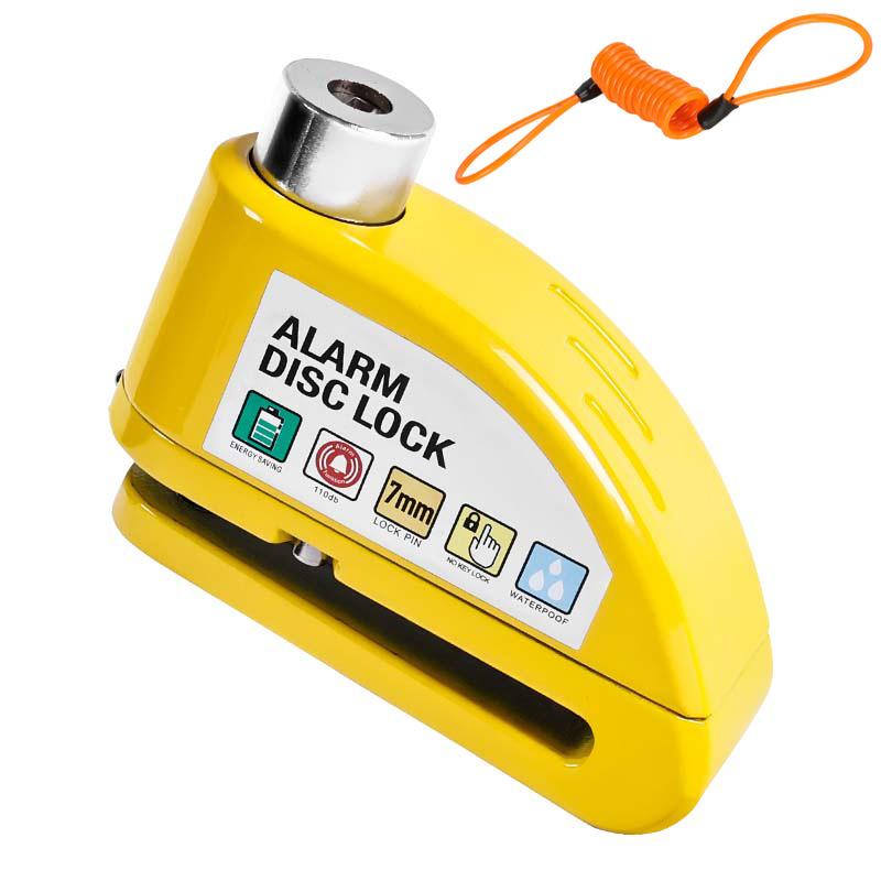 Bicycle Alarm Disc Brake Electric Lock Bike Anti-Theft Wheel Lock Waterproof 110dB with Reminder Cable Keys for Motor Scooter
