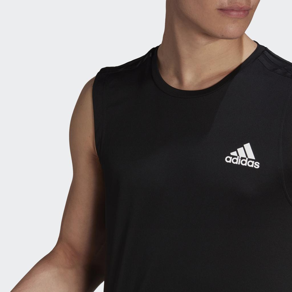 Adidas 3-Stripes Tank Top, Breathable Sleeveless Training Men Tops Black GM2130